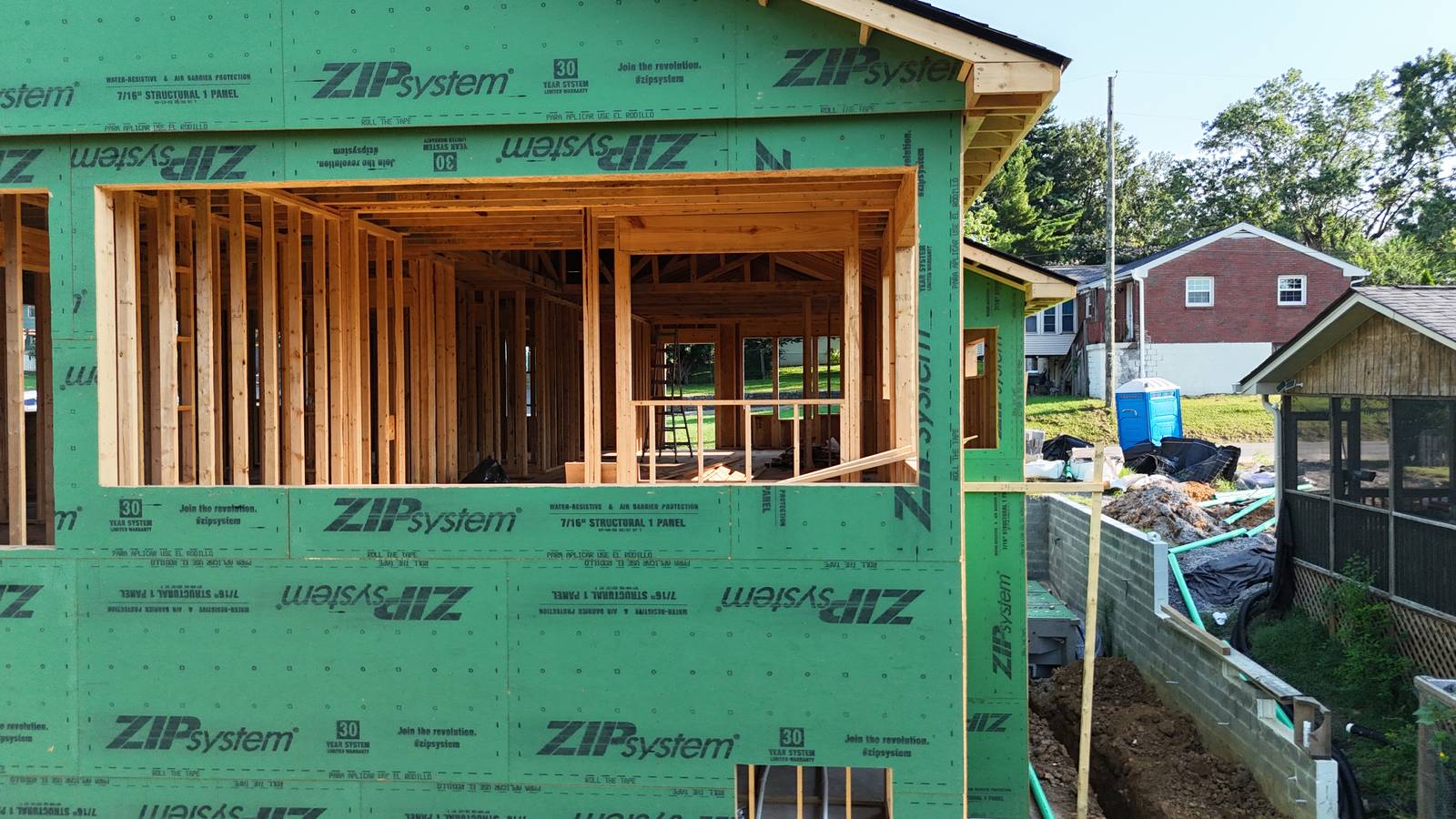 ZIP System wall and window opening during framing.