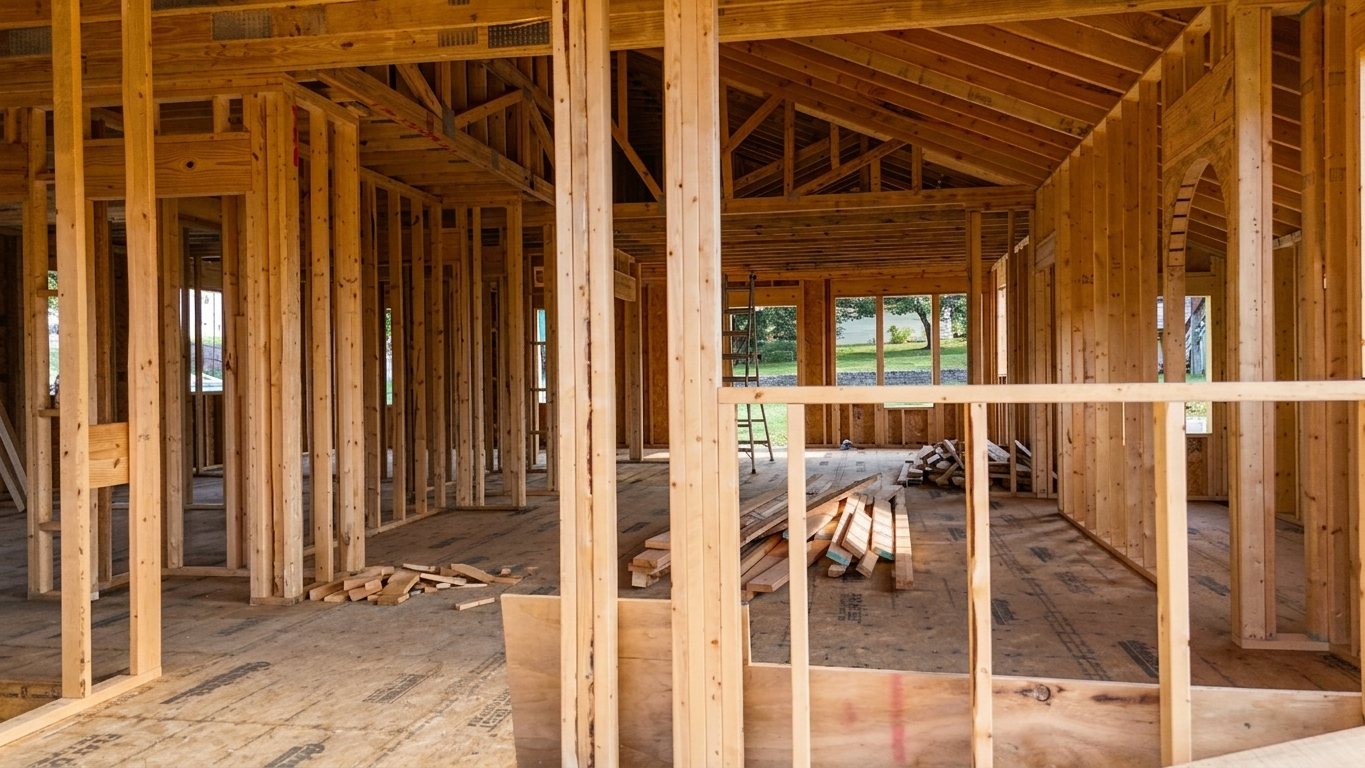 Interior wood framing and roof trusses, Private Residence, Hermitage, TN