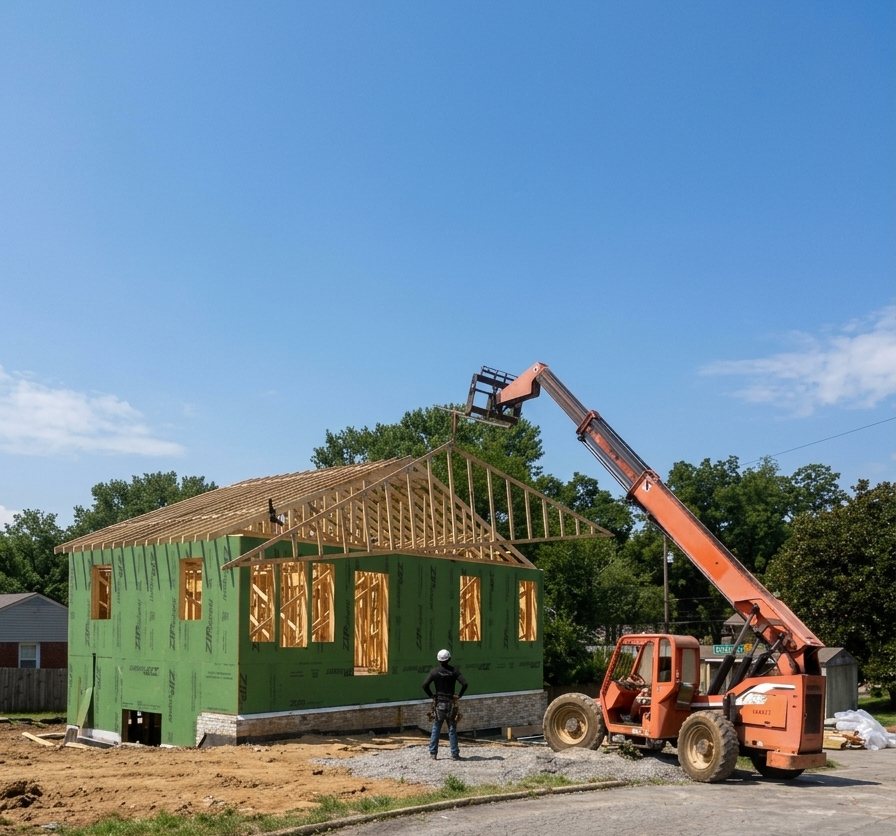 Setting roof trusses, Private Residence, Hermitage, TN