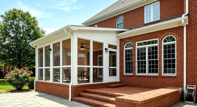 Brick sunroom addition