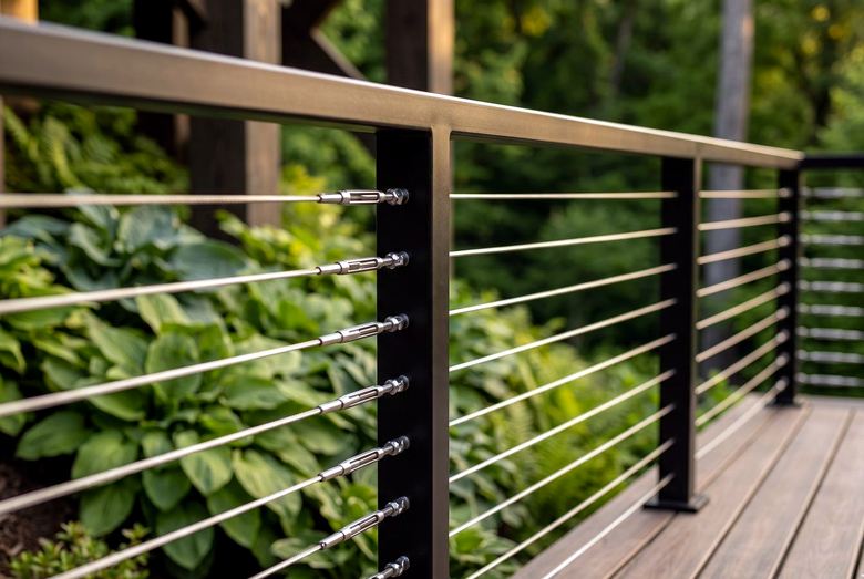 Modern cable deck railing