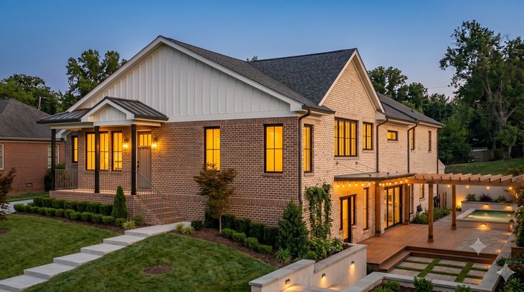 Custom home corner view rendering