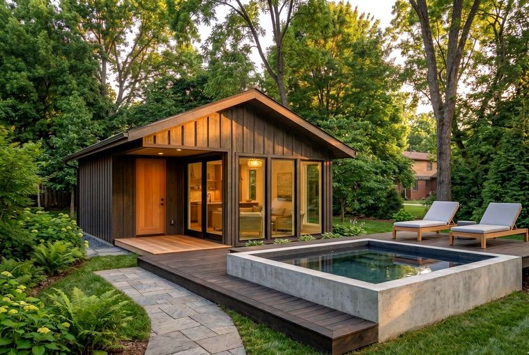 Detached backyard home (DADU) with pool